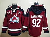 Avalanche 92 Gabriel Landeskog Burgundy All Stitched Pullover Hoodie,baseball caps,new era cap wholesale,wholesale hats